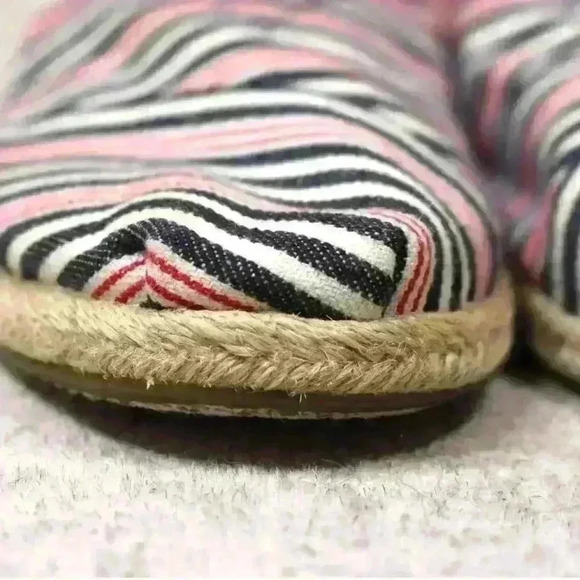 TOMS Alpargata Striped Slip On Espadrille Flat Raffia Sole Shoes Women Size 7.5 - Picture 4 of 11